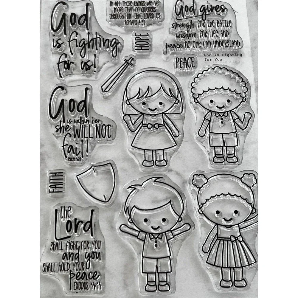 (Set Of 4) Christian Clear Stamp Bundle For Scrapbooking & Card Making